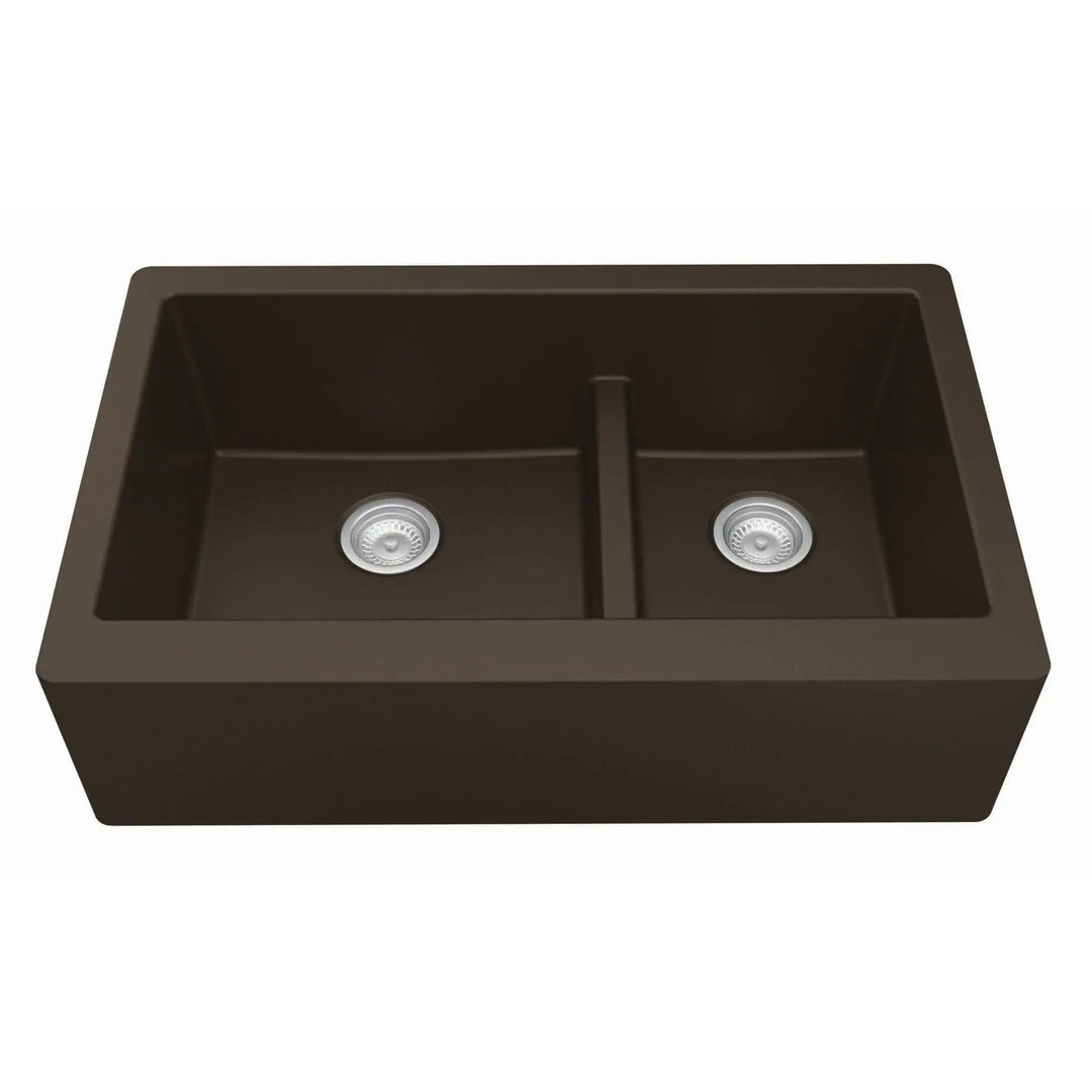 Farmhouse/Apron-Front Quartz Double Bowl Kitchen Sink