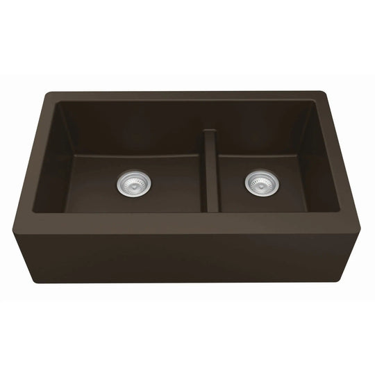 Farmhouse/Apron-Front Quartz Double Bowl Kitchen Sink