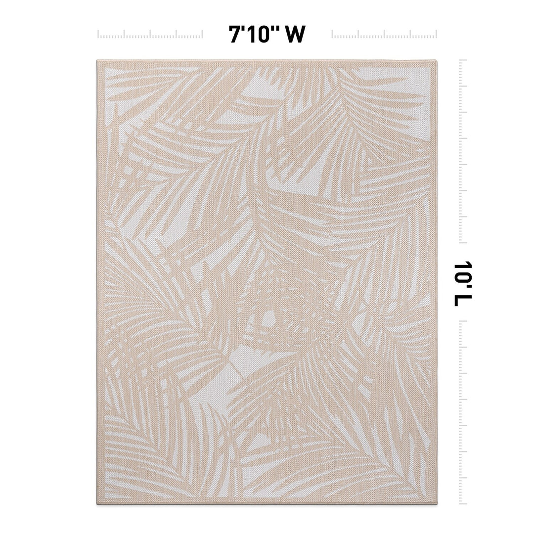 Contemporary Palm Leaf Textured Flat Weave Indoor/Outdoor Area Rug