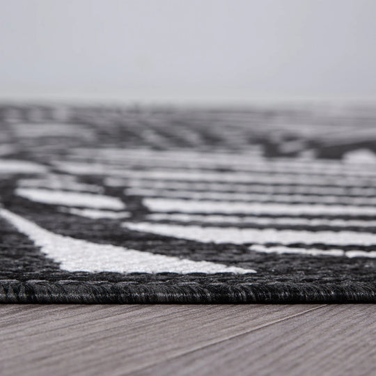 Contemporary Palm Leaf Textured Flat Weave Indoor/Outdoor Area Rug