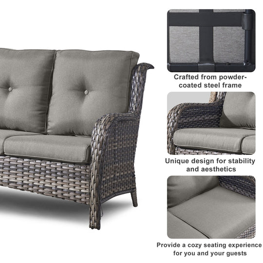 4-Piece Outdoor Sofa Patio Chair with Coffee Table