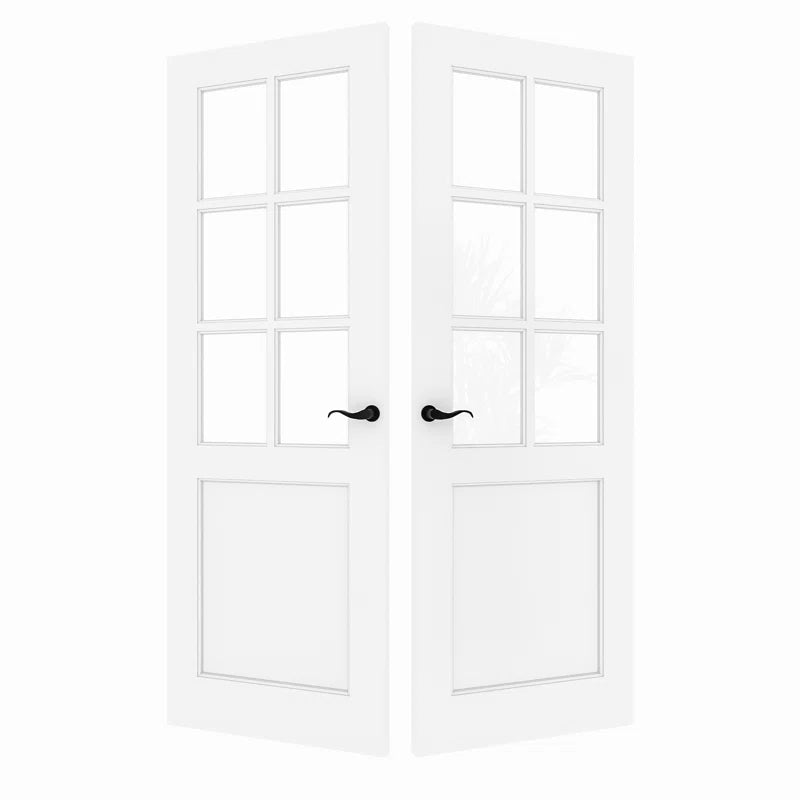 Interior Transparent Glass Doors Solid Wood French Door with Hardware Kit Jamb
