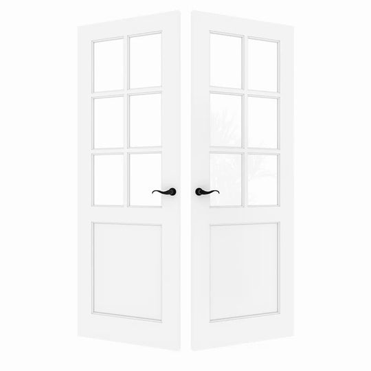 Interior Transparent Glass Doors Solid Wood French Door with Hardware Kit Jamb