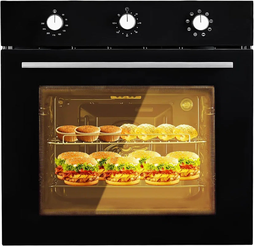 24 Inch Built-In Electric Wall Oven, 2.5 Cu.Ft Stainless Steel Oven with Convection, Defrost & 8 Cooking Functions