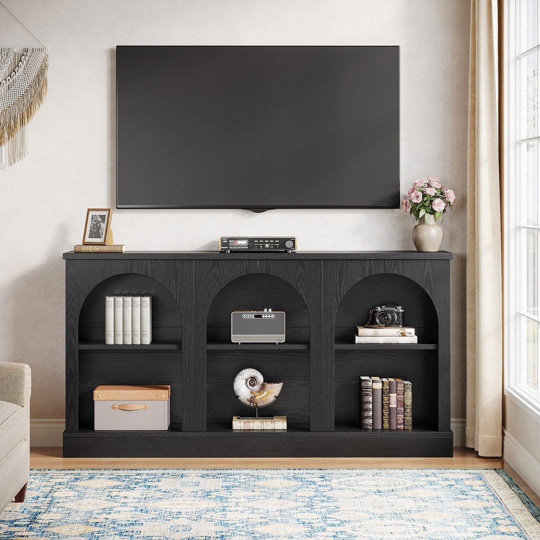 Farmhouse TV Stand for Tvs up to 65 Inches, Farmhouse Entertainment Center with Storage