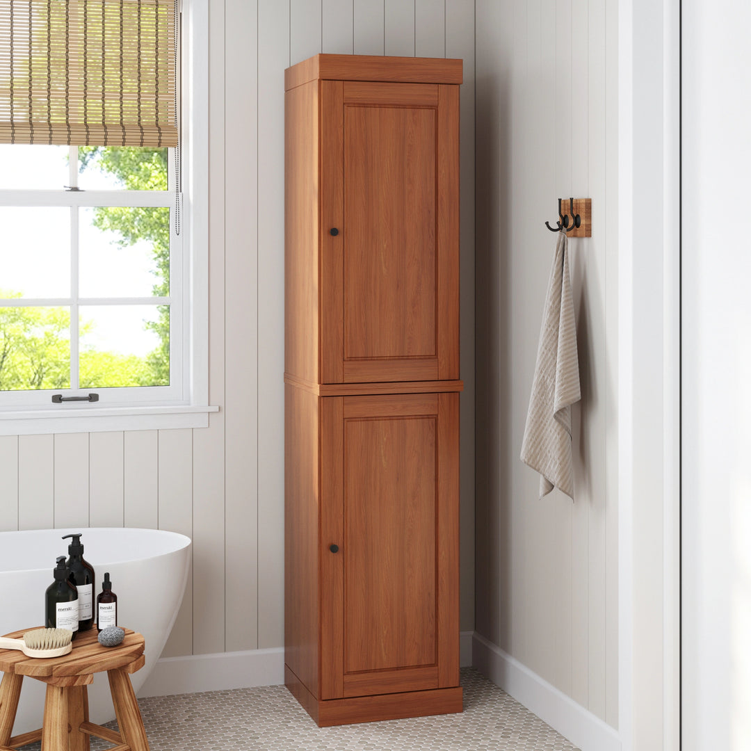 100% Solid Wood Bathroom Storage Cabinet, Adjustable Shelves, 16.5" Wide, 35.75" Tall