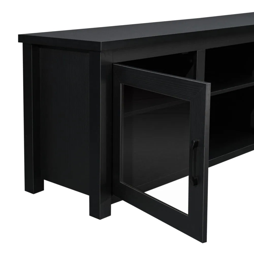 Classic TV Stand for up to 80" Tvs-Glass Fronted Doors-Modern Finish - 65"W X 16"D X 23.625"H