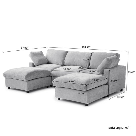 Modern Cloud Sectional Couches for Living Room Set, Chenille U-Shaped Sofa Couch