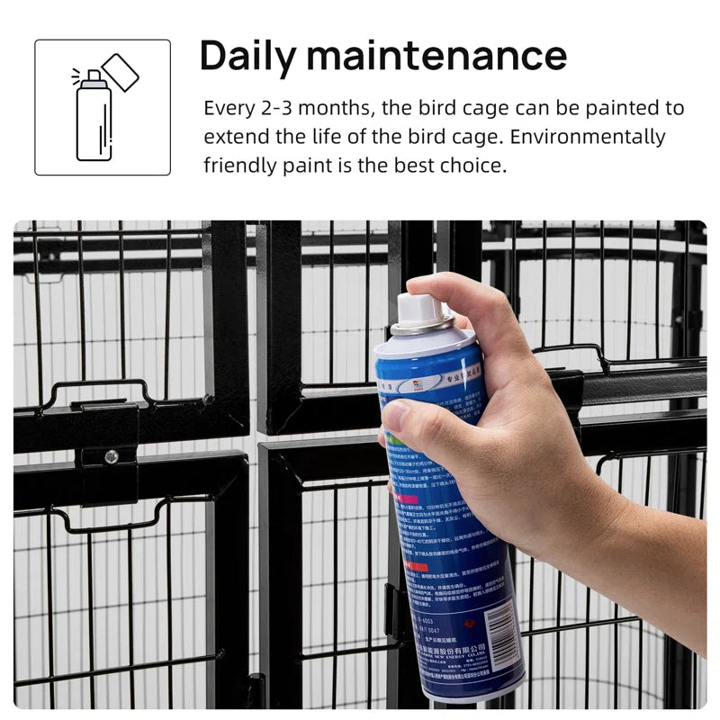 Corwynn 81.6'' Iron Flat Top Floor Bird Cage with Stand