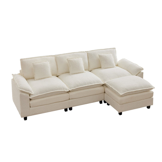 Modular Chenille Sectional Sofa with Ottomans, Deep Seat, Wide Padded Armrests, 2-Seat / 3-Seat / 4-Seat Options