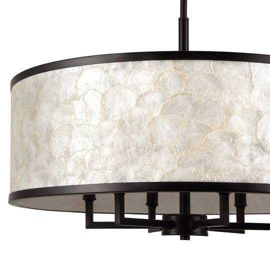 Getledel 24-Inch 6-Light Capiz Shell Drum Chandelier