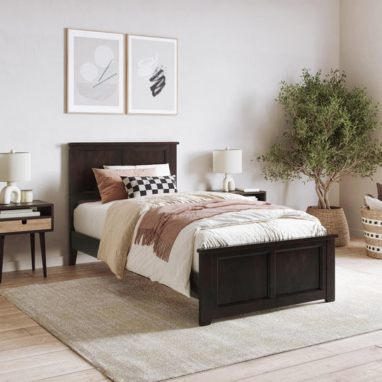 Charlotte Solid Wood Low Profile Platform Bed with Matching Footboard