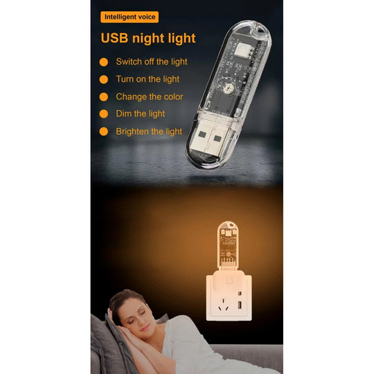 22.83" Modern Nightstand with Night Light and Charging Station