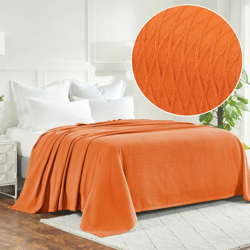 Diamond Weave All-Season Bedding Cotton Blanket