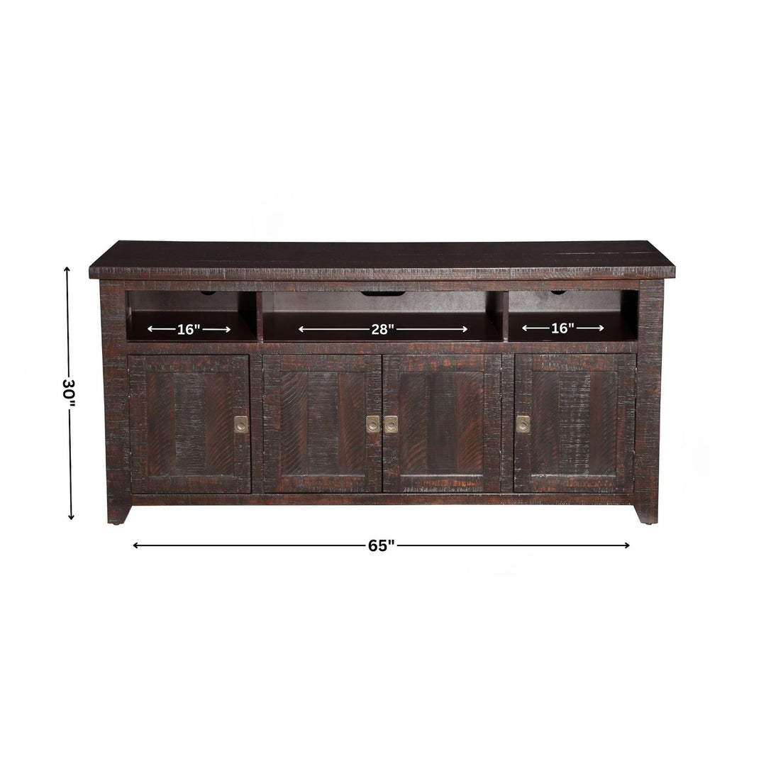 Nantucket 65-Inch Wide Solid Wood TV Stand with Storage