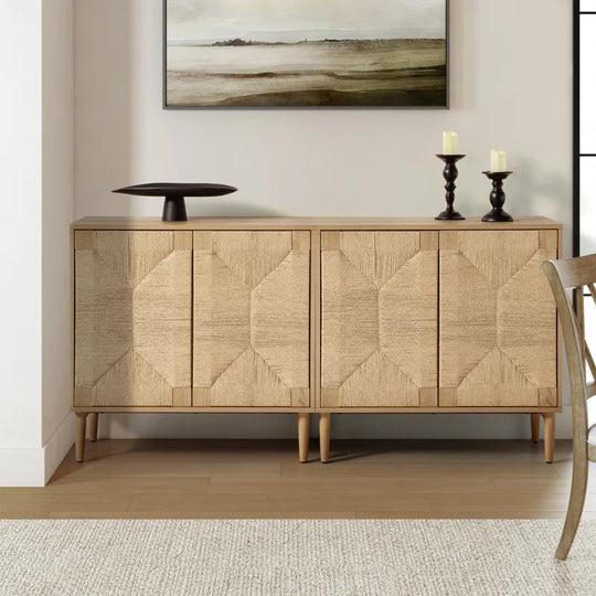 Carreiro 32"W Woven Transitional 2-Door Accent Cabinet (Set of 2)