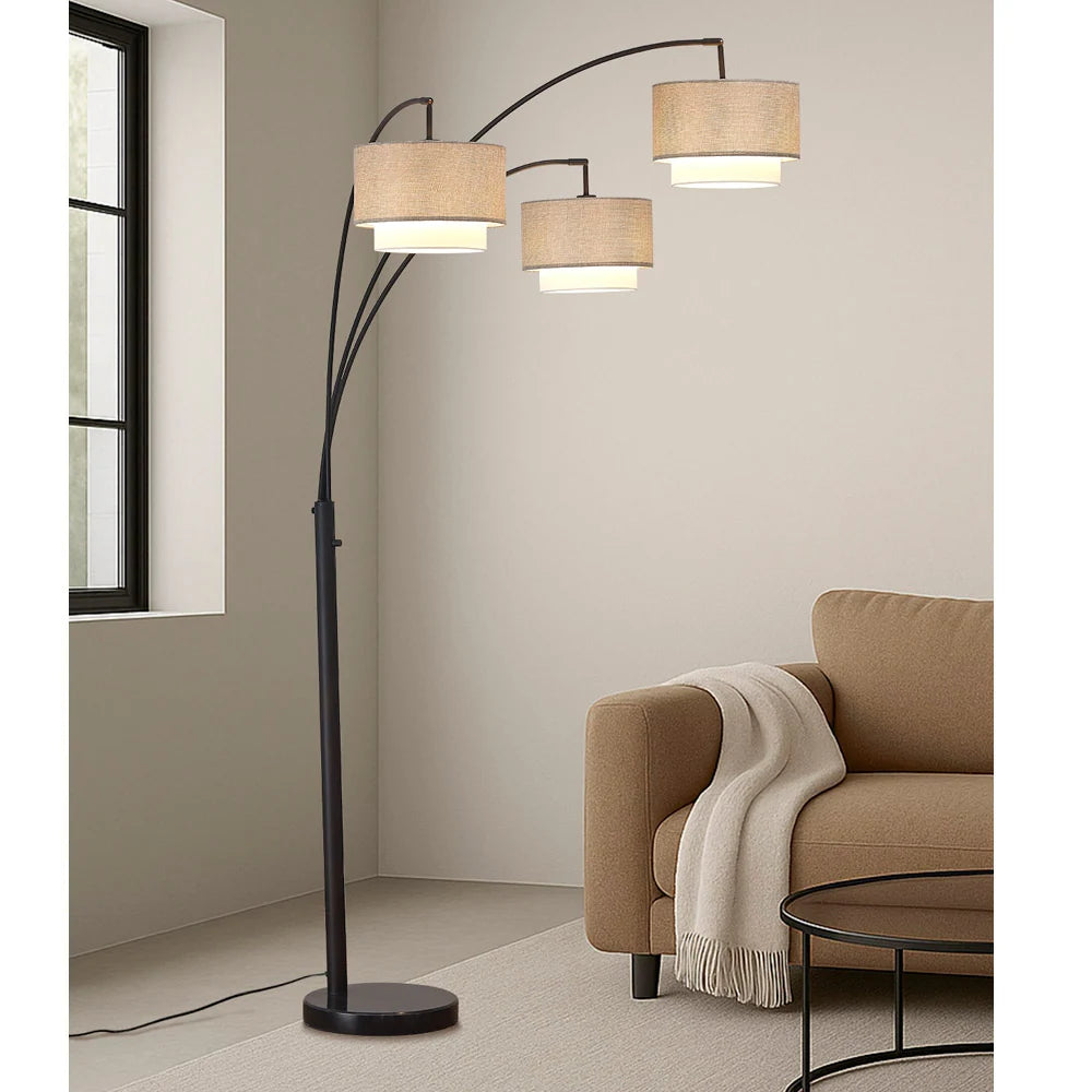 Broadway 3-Light 4-Way Switch Arch Floor Lamp