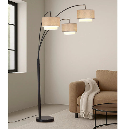 Broadway 3-Light 4-Way Switch Arch Floor Lamp