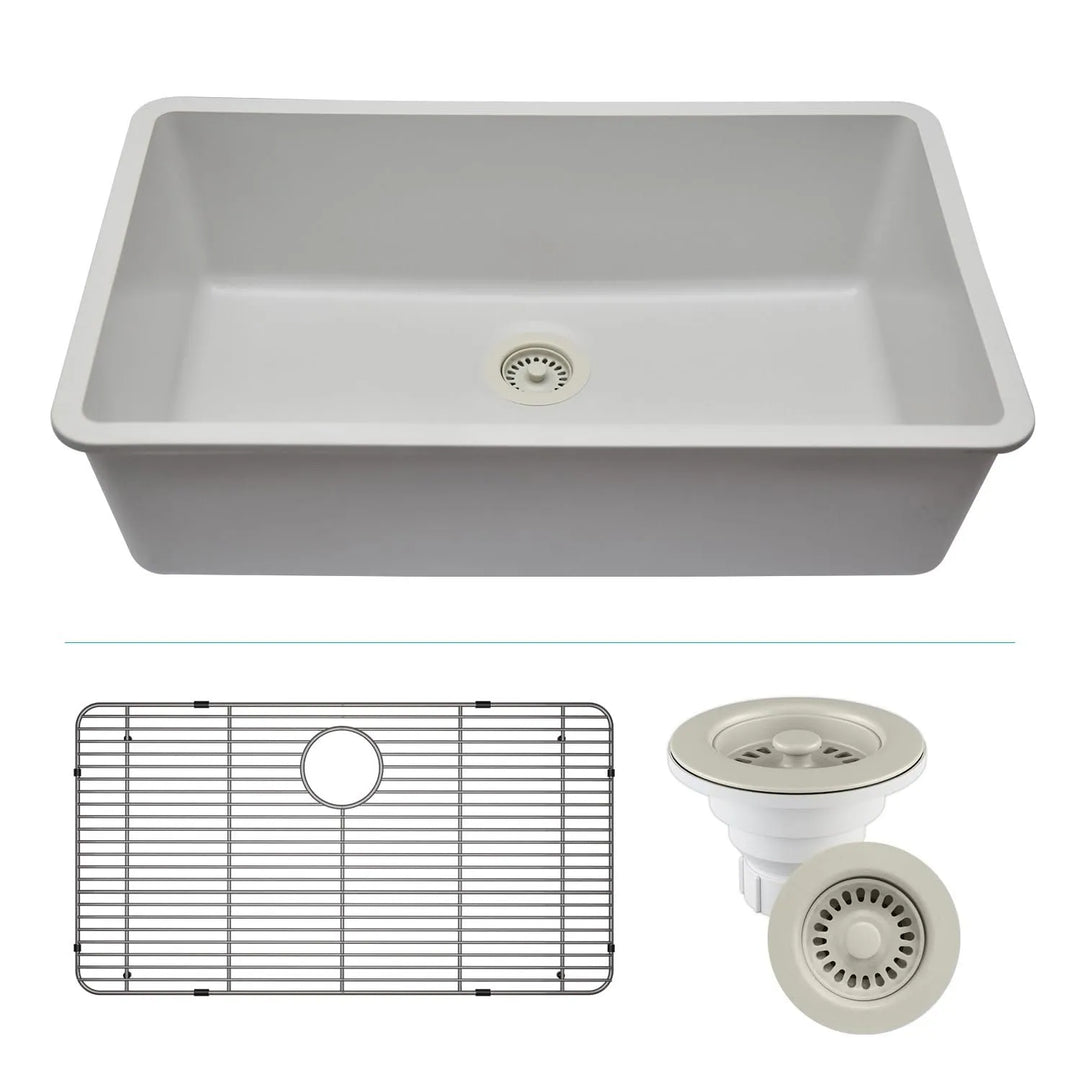 Drop-In Quartz 32 Inch Single Bowl Kitchen Sink Kit - 32"X19"