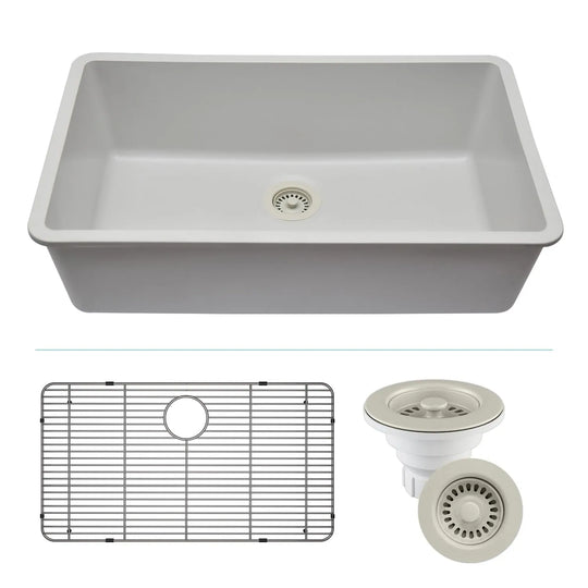 Drop-In Quartz 32 Inch Single Bowl Kitchen Sink Kit - 32"X19"