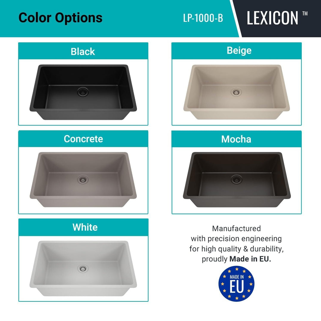 Drop-In Quartz 32 Inch Single Bowl Kitchen Sink Kit - 32"X19"