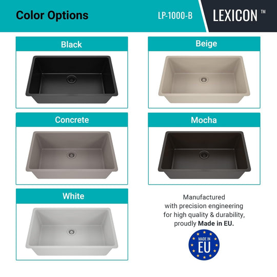 Drop-In Quartz 32 Inch Single Bowl Kitchen Sink Kit - 32"X19"