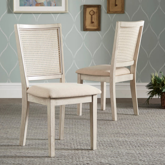 Eleanor Beige Linen Rattan Dining Chairs (Set of 2) by  Classic