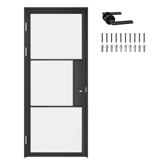 Glass and Metal Frame Glass Hollow Swing Door Interior Standard Door