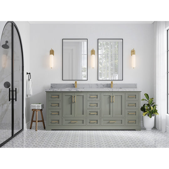 Willow Collection 84 in W X 22 in D X 36 in H Boston Double Bowl Sink Bathroom Vanity with Countertop