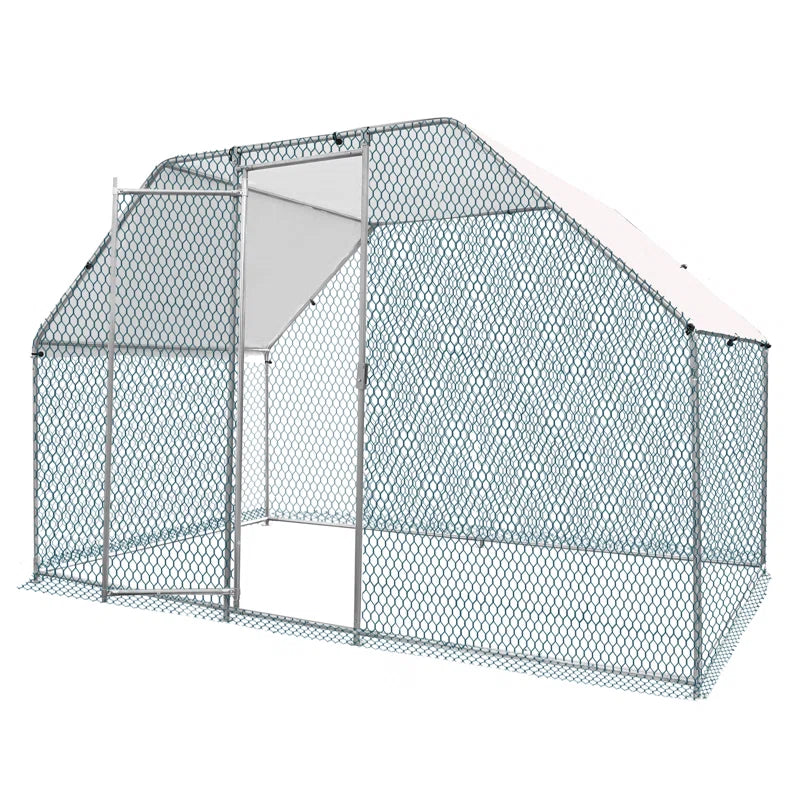 Large Metal Chicken Coop with Rain Cover