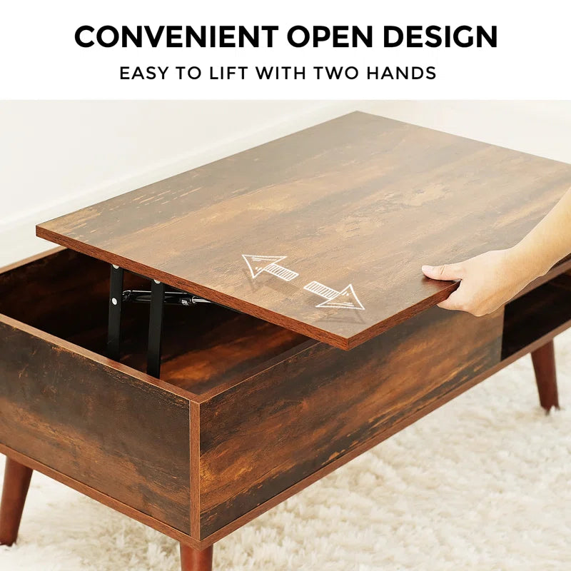 Aravis Lift Top Coffee Table with Storage for Living Room,With Adjustable Shelf, Wood