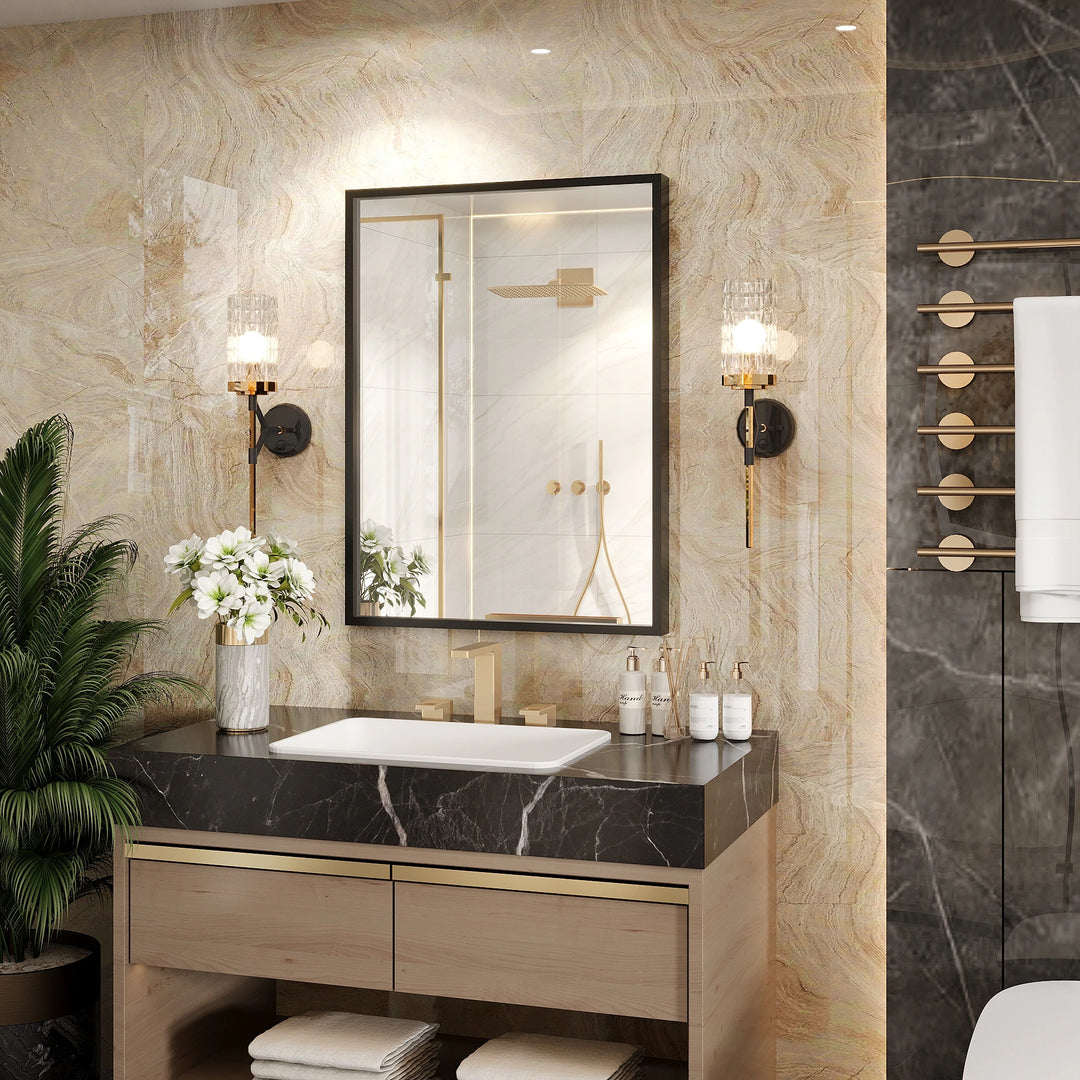 Modern Metal Framed French Cleat Mounted Wall Bathroom Vanity Mirror