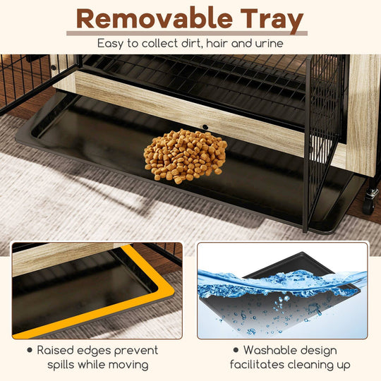 Dog Crate Furniture Industrial Dog Kennel W/ Flip-Up Top