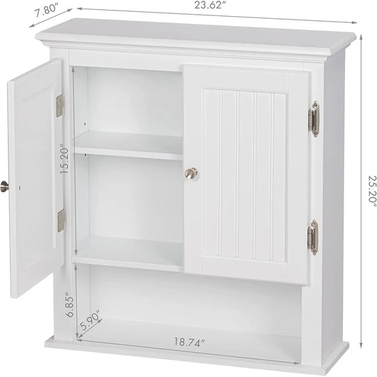 Bathroom Cabinet Wall Mounted, Wood Hanging Cabinet, Wall Cabinets with Doors and Shelves over the Toilet for Bathroom