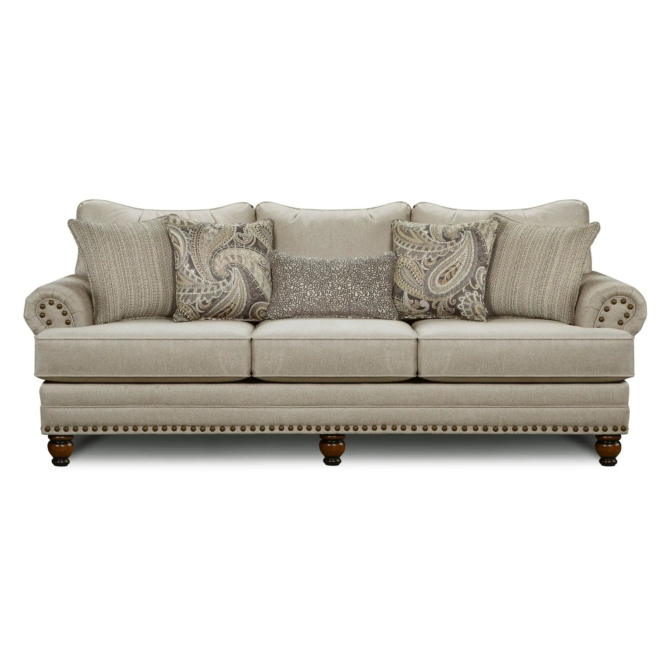 Carys Doe Nailhead Stationary Sofa