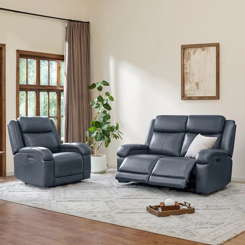 Hadlee Genuine Leather Reclining Sofa with Multi-Function Console.