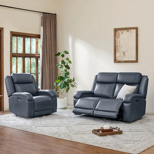 Hadlee Genuine Leather Reclining Sofa with Multi-Function Console.