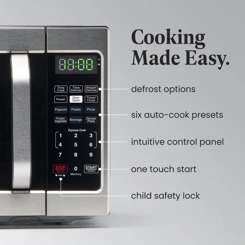 Compact Countertop Microwave Oven, 0.7 Cu. Ft. 700-Watt, Child Lock, Easy Clean Interior