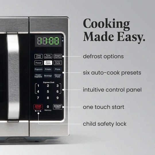 Compact Countertop Microwave Oven, 0.7 Cu. Ft. 700-Watt, Child Lock, Easy Clean Interior