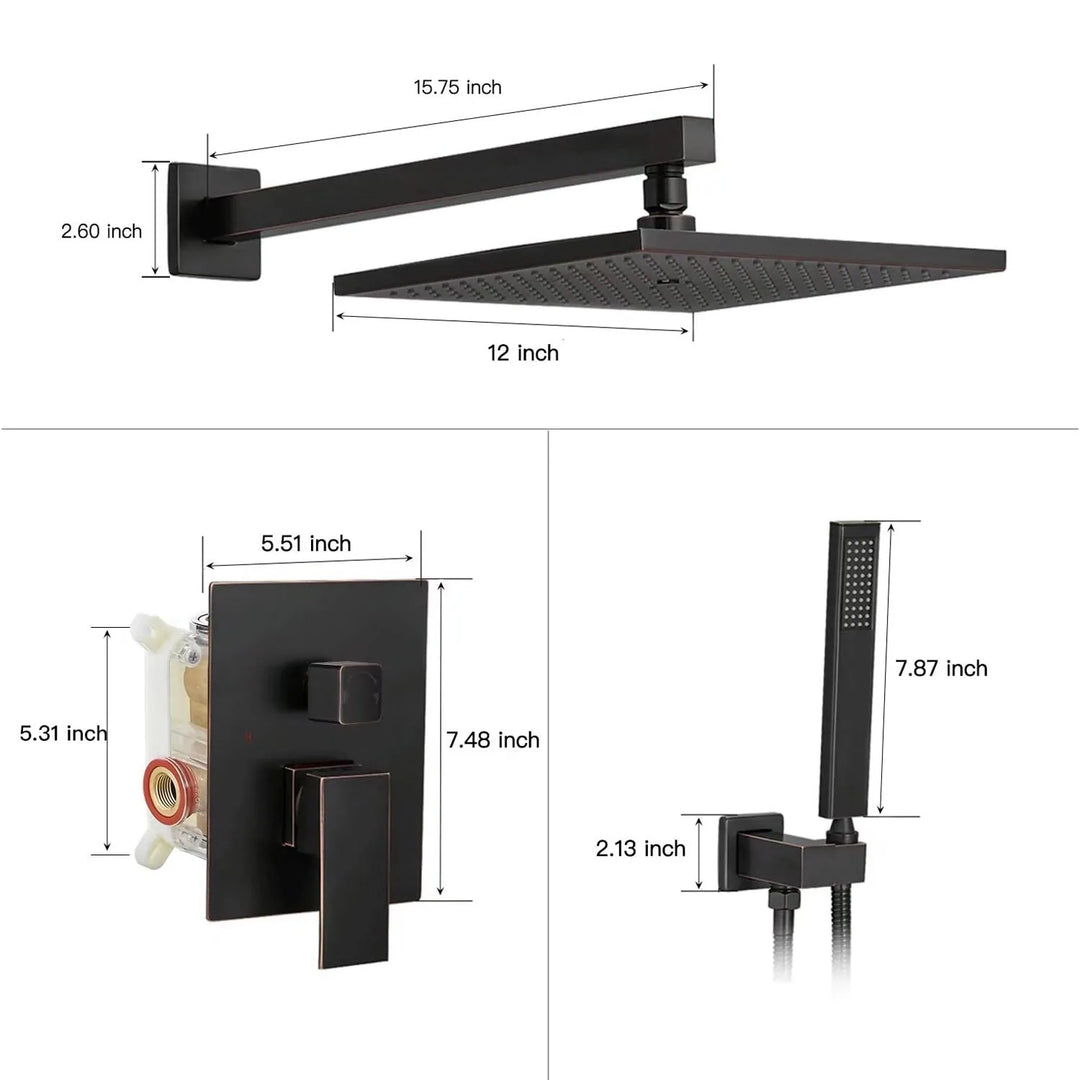 Rain Shower Faucet System Head Oil Rubbed Bronze with 10 Inch