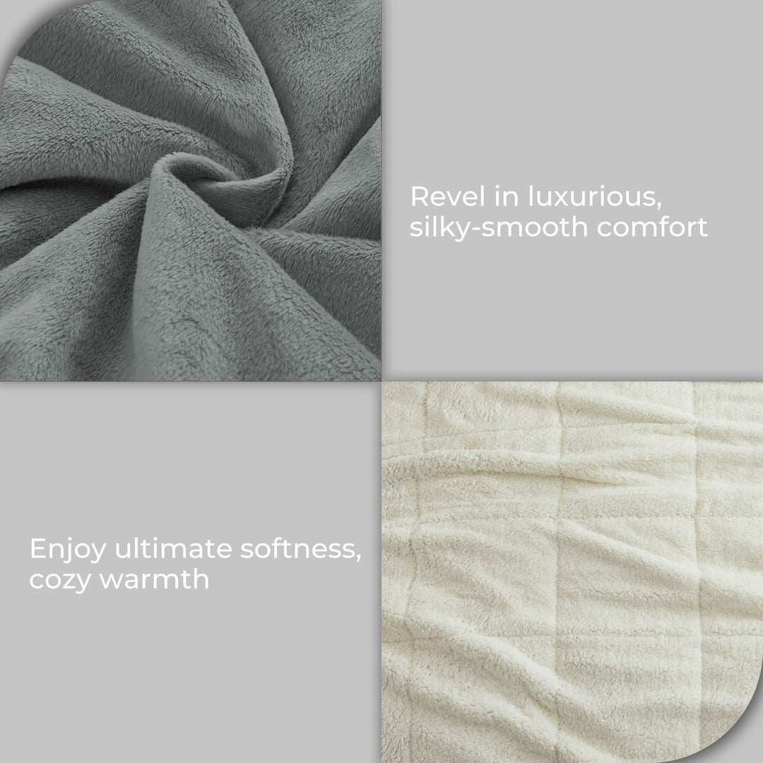 3 Piece Winter Reversible Comforter Set Faux Shearling Ultra Soft Minky Plush and Fuzzy Fleece Microfiber