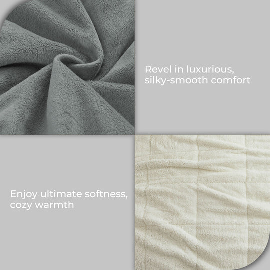 3 Piece Winter Reversible Comforter Set Faux Shearling Ultra Soft Minky Plush and Fuzzy Fleece Microfiber