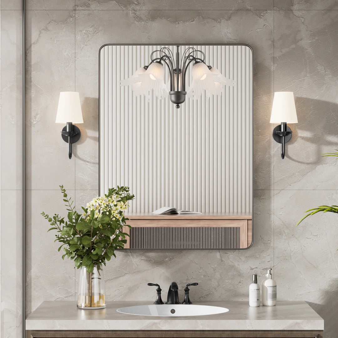 Modern Rounded Rectangle Metal Frame Wall Mirror