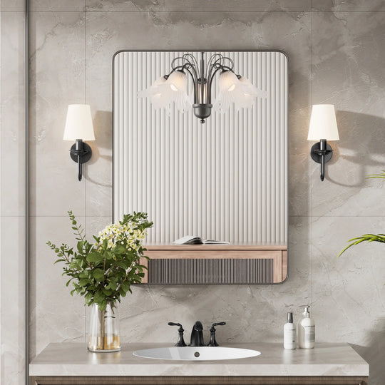 Modern Rounded Rectangle Metal Frame Wall Mirror