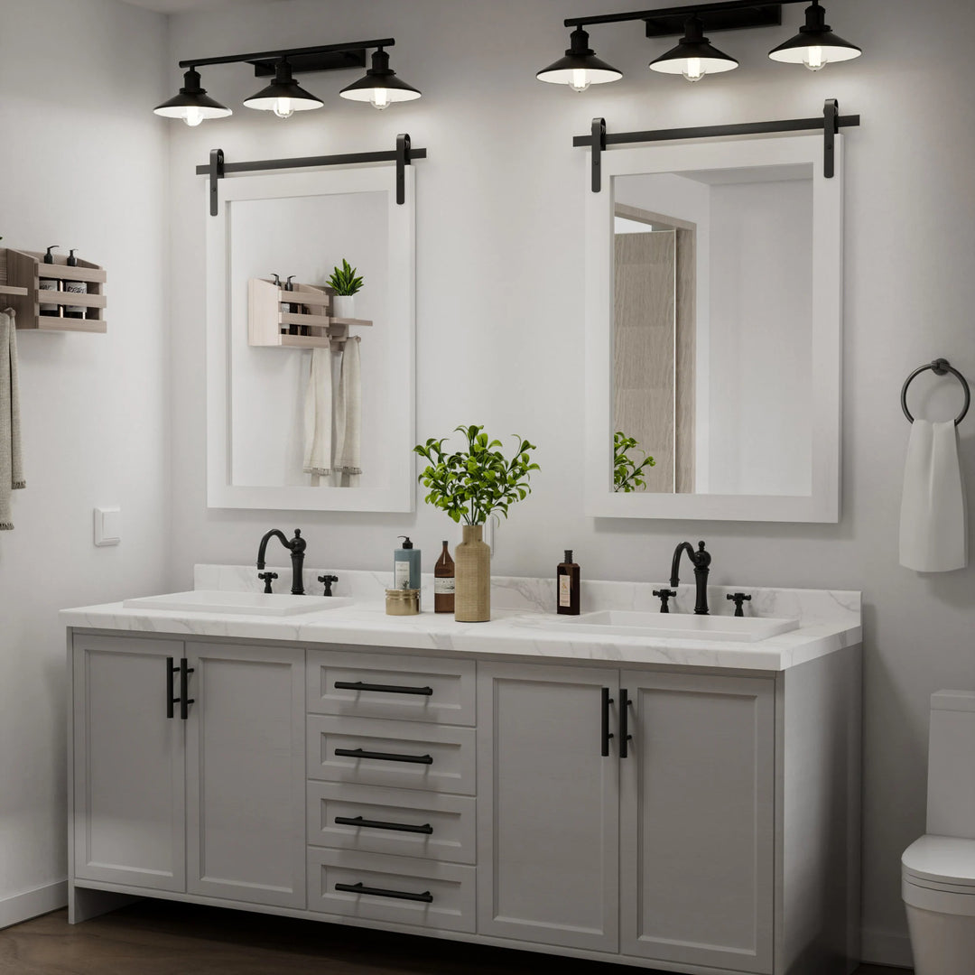 Farmhouse Barn Door Solid Wood Frame Bathroom Vanity Wall Mirror