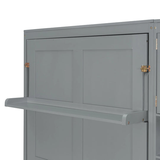 Dual Twin Size Wall Murphy Beds with Cabinets and Shelves, Space-Saving Design
