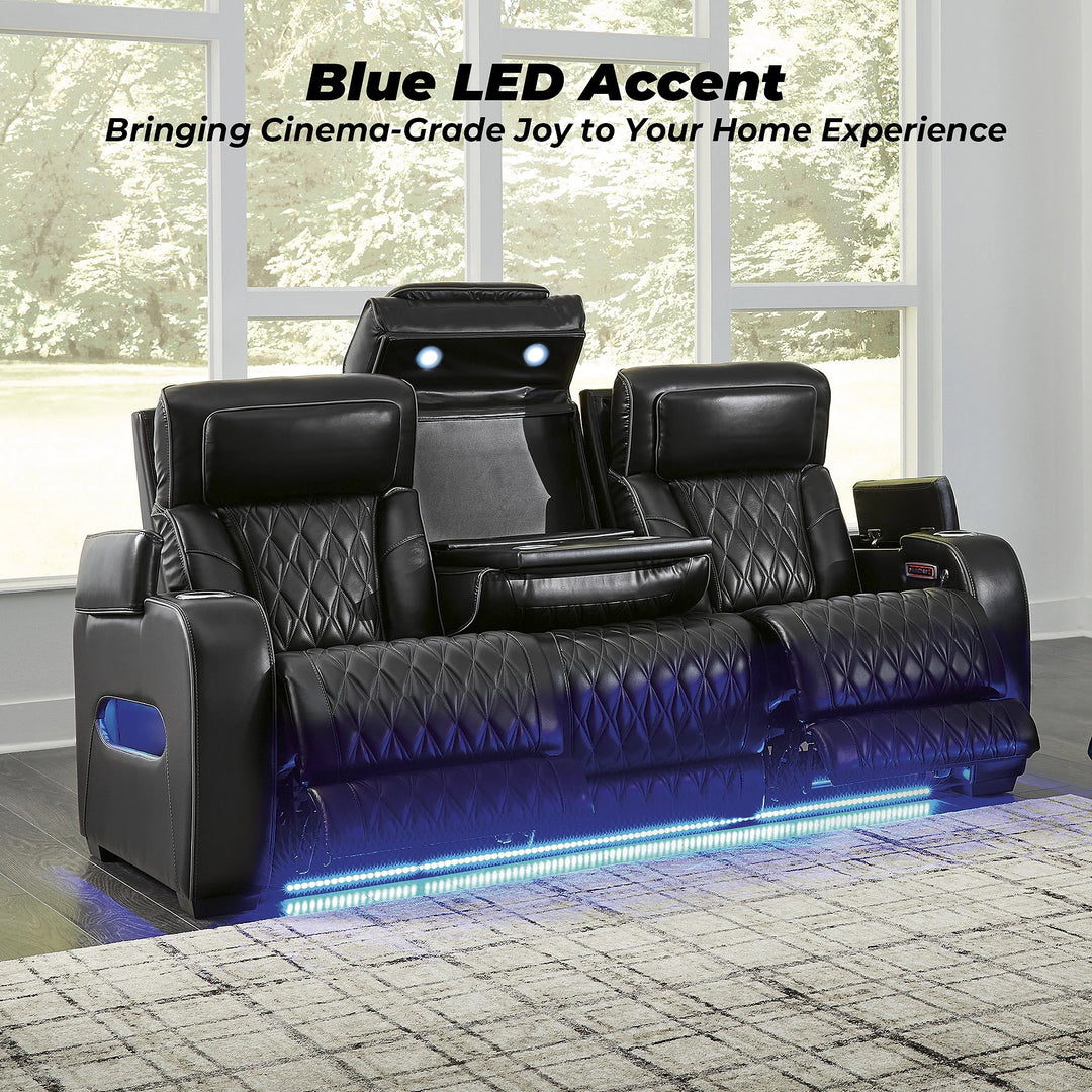 Boyington Black Power Reclining Sofa - 86"W X 38"D X 44"H
