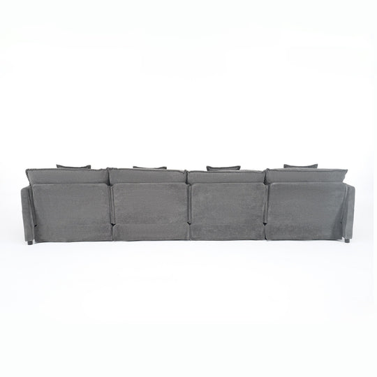 - 6-Piece Modular U-Shaped 143.31" Sectional Sofa with 2 Movable Ottomans