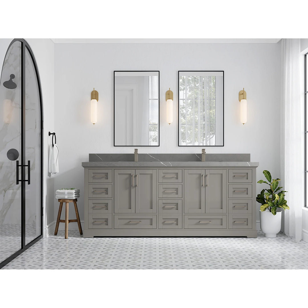 Willow Collection 84 in W X 22 in D X 36 in H Boston Double Bowl Sink Bathroom Vanity with Countertop