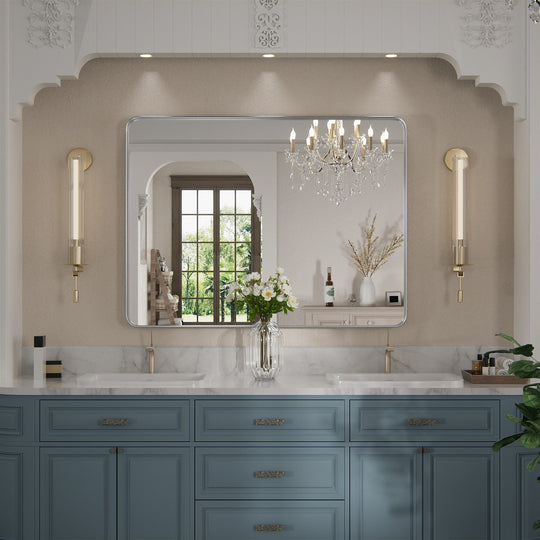 Modern Rounded Rectangle Metal Frame Wall Mirror